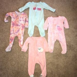 6-9 month baby girl cotton zip pajamas